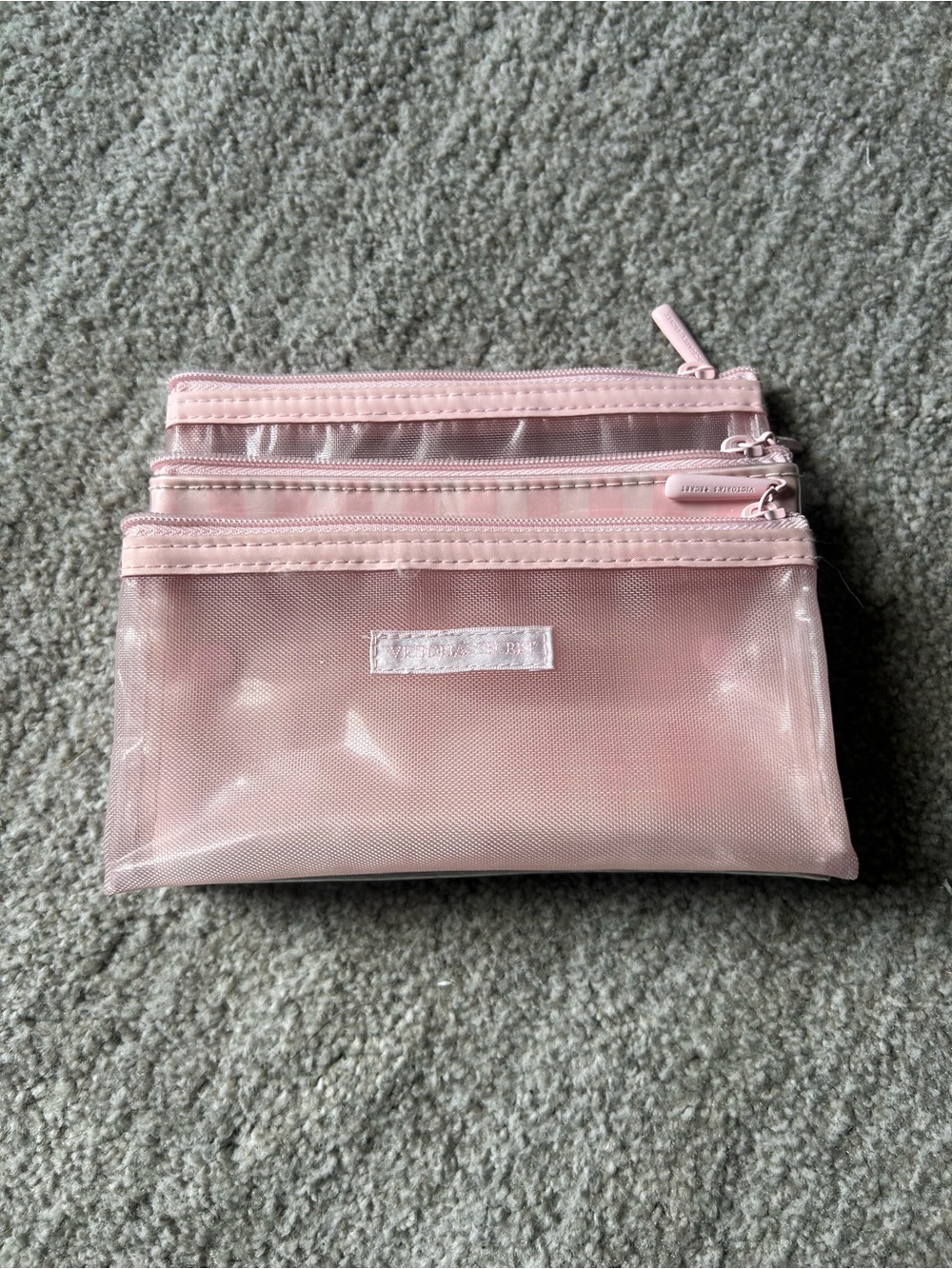 Victoria's Secret Pink Clear Cosmetic Pouch Set